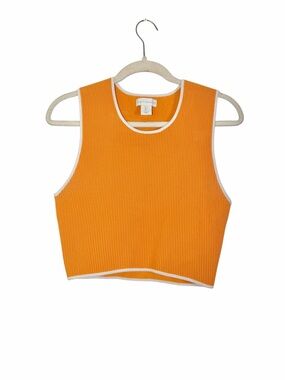 House of Harlow 1960 x Revolve Orange Ribbed Crop Tank with White Trim